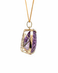 Baikalla Jewelry Gemstone Pendant Necklace 14k Yellow Gold Genuine Amethyst and Diamond Pendant Necklace
