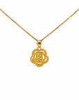 Baikalla Jewelry 24K Pure Yellow Gold Pendant 24k Yellow Gold Flower Charm Necklace