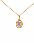 Baikalla Jewelry Gemstone Pendant Necklace 24K Yellow Gold Genuine AA Royal Amethyst Pendant Necklace