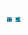Baikalla Jewelry Silver Gemstones Earrings Baikalla™ 18k White Gold Natural Swiss Blue Topaz Stud Earrings