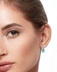 Baikalla Jewelry Silver Gemstones Earrings Baikalla™ Classic 14k White Gold Emerald Dangle Earrings