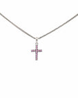Baikalla Jewelry Gold Aquamarine Necklace 14k White Gold Natural Ruby Cross Pendant Necklace