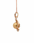 Baikalla Jewelry Gold Pearl Necklace Baikalla 18k Rose Gold Round Golden Cultured Pearl & Diamond Pendant Necklace