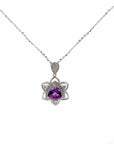 Baikalla Jewelry Silver Citrine Necklace Amethyst Baikalla Flower Sterling Silver Natural Crown Amethyst Necklace With CZ