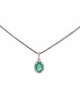Baikalla Jewelry Gold Aquamarine Necklace 14k White Gold Natural Emerald Pendant Necklace