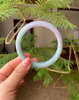 Natural Green and Lavender Burmese Jadeite Jade Bangle (Carving Bangle) 64.5mm (Custom)