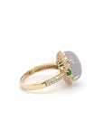 Baikalla Jewelry Jadeite Engagement Ring 14k Yellow Gold Natural Lavender Oval Jadeite Jade Engagement Ring With Diamonds