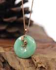 Baikalla Jewelry Gold Jadeite Pendant 18k Rose Gold Genuine Jadeite Constellation (Pisces) Necklace With Diamonds