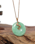 Baikalla Jewelry Gold Jadeite Pendant 18k Rose Gold Genuine Jadeite Constellation (Pisces) Necklace With Diamonds
