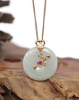 Baikalla Jewelry Gold Jadeite Pendant Pendant Only 18k Rose Gold Genuine Jadeite Constellation Horoscope (Sagittarius) Necklace Pendant with Diamonds & Tourmaline