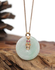 Baikalla Jewelry Gold Jadeite Pendant 18k Rose Gold Genuine Jadeite Constellation (Gemini) Necklace Pendant with Ruby