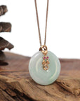 Baikalla Jewelry Gold Jadeite Pendant 18k Rose Gold Genuine Jadeite Constellation (Gemini) Necklace Pendant with Ruby