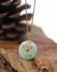 Baikalla Jewelry Jade Pendant 18k Rose Gold Genuine Burmese Jadeite Constellation (Aries) Necklace Pendant