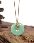 Baikalla Jewelry Gold Jadeite Pendant Pendant Only 18k Rose Gold Genuine Jadeite Constellation (Pisces) Necklace With Diamonds