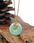 Baikalla Jewelry Gold Jadeite Pendant 18k Rose Gold Genuine Jadeite Constellation (Pisces) Necklace With Diamonds