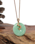 Baikalla Jewelry Gold Jadeite Pendant 18k Rose Gold Genuine Jadeite Constellation (Pisces) Necklace With Diamonds