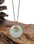 Baikalla Jewelry Gold Jadeite Necklace Pendant Only 18k Rose Gold Genuine Jadeite Constellation (Virgo) Necklace Pendant with Diamonds & Ruby