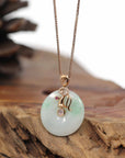 Baikalla Jewelry Gold Jadeite Necklace 18k Rose Gold Genuine Jadeite Constellation (Virgo) Necklace Pendant with Diamonds & Ruby