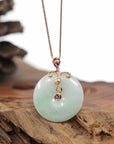 Baikalla Jewelry Jade Pendant Pendant Only 18k Rose Gold Genuine Burmese Jadeite Constellation (Aries) Necklace Pendant with Tourmaline