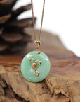 Baikalla Jewelry Jade Pendant 18k Rose Gold Genuine Burmese Jadeite Constellation (Aries) Necklace Pendant