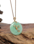 Baikalla Jewelry Jade Pendant 18k Rose Gold Genuine Burmese Jadeite Constellation (Aries) Necklace Pendant