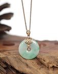 Baikalla Jewelry Gold Jadeite Pendant 18k Rose Gold Genuine Jadeite Constellation (Taurus) Necklace with Diamonds