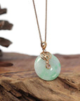 Baikalla Jewelry Gold Jadeite Pendant 18k Rose Gold Genuine Jadeite Constellation (Taurus) Necklace with Diamonds