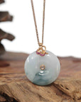 Baikalla Jewelry God Jadeite Necklace Pendant Only 18k Rose Gold Genuine Burmese Jadeite Constellation (Aquarius) Necklace Pendant with Diamonds & Ruby