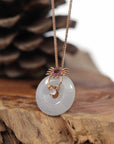 Baikalla Jewelry Gold Jadeite Pendant 18k Rose Gold Genuine Jade Jadeite Constellation Horoscope (Cancer) Necklace Pendant with Ruby