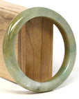 Baikalla Jewelry Jadeite Jade Bangle Bracelet Baikalla "Half Round" Green and Red Jadeite Jade Bangle Bracelet (61.1 mm)
