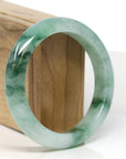 Baikalla Jewelry Jadeite Jade Bangle Bracelet Baikalla "Half Round" Icy Blue-Green Jadeite Jade Bangle Bracelet (58.4 mm)