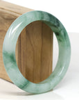 Baikalla Jewelry Jadeite Jade Bangle Bracelet Baikalla "Half Round" Icy Blue-Green Jadeite Jade Bangle Bracelet (58.4 mm)