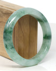 Baikalla Jewelry Jadeite Jade Bangle Bracelet Baikalla "Half Round" Icy Blue-Green Jadeite Jade Bangle Bracelet (58.4 mm)