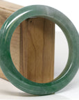 Baikalla Jewelry Jadeite Jade Bangle Bracelet Baikalla "Half Round" Forest Green Jade Bangle Bracelet (61.75mm)
