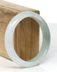 Baikalla Jewelry Jadeite Jade Bangle Bracelet Baikalla "Half Round" Icy Blue-Green Jade Bangle Bracelet (57.17mm)