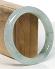 Baikalla Jewelry Jadeite Jade Bangle Bracelet Baikalla "Half Round" Icy Blue-Green Jade Bangle Bracelet (60.66mm)