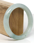 Baikalla Jewelry Jadeite Jade Bangle Bracelet Baikalla "Half Round" Icy Blue-Green Jade Bangle Bracelet (60.66mm)
