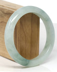 Baikalla Jewelry Jadeite Jade Bangle Bracelet Baikalla "Half Round" Icy Blue-Green Jade Bangle Bracelet (60.66mm)