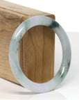 Baikalla Jewelry Jadeite Jade Bangle Bracelet Baikalla "Half Round" Icy Blue-Green Jade Bangle Bracelet (53.7mm)