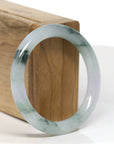 Baikalla Jewelry Jadeite Jade Bangle Bracelet Baikalla "Half Round" Icy Blue-Green Jade Bangle Bracelet (53.7mm)