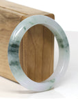 Baikalla Jewelry Jadeite Jade Bangle Bracelet Baikalla "Half Round" Icy Blue-Green Jade Bangle Bracelet (54.65mm)