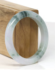 Baikalla Jewelry Jadeite Jade Bangle Bracelet Baikalla "Half Round" Icy Blue-Green Jade Bangle Bracelet (54.65mm)