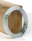Baikalla Jewelry Jadeite Jade Bangle Bracelet Baikalla "Half Round" Icy Blue-Green Jade Bangle Bracelet (54.65mm)