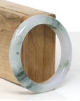 Baikalla Jewelry Jadeite Jade Bangle Bracelet Baikalla "Half Round" Icy Blue-Green Jade Bangle Bracelet (54.65mm)