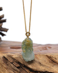 Genuine Burmese Yellow Jadeite Jade PiXiu Pendant Necklace With 18K Gold Money Bail