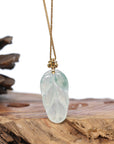 Genuine Ice Green Jadeite Jade Jin Zhi Yu Ye (Leaf) Necklace