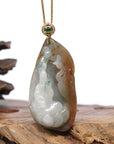 Genuine Burmese Jadeite Jade Guanyin Necklace With Gold Bail