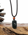 Genuine Nephrite Black Jade Yin Yang Pendant Necklace