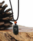 Genuine Nephrite Black Jade Yin Yang Pendant Necklace