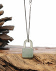 Baikalla Genuine Ice Yellow Jadeite Jade Lock Necklace Pendant